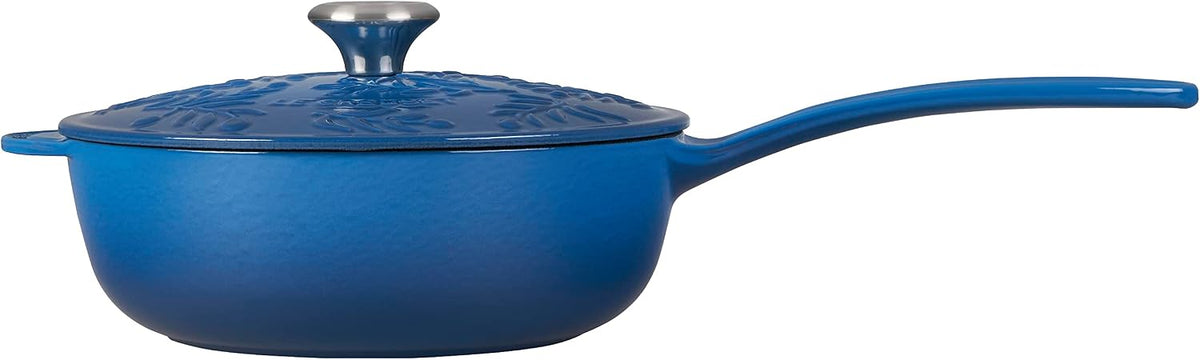 Le Creuset Olive Branch Collection Enameled Cast Iron Saucier, 2.25 qt., Marseille with Embossed Lid