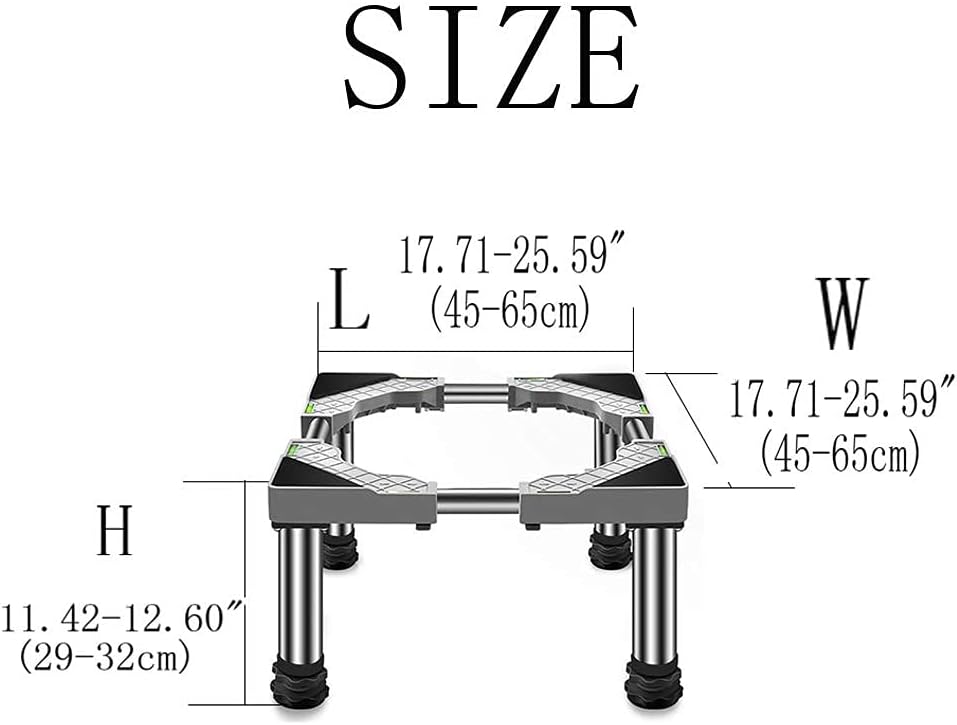 Washing Machine Stand Base Movable Fridge Stand Trolley with 8 Locking Wheels Washer Pedestals & Frames Universal Appliance Wheels Rack Adjustable Width 36-55cm Stent (4legs 1