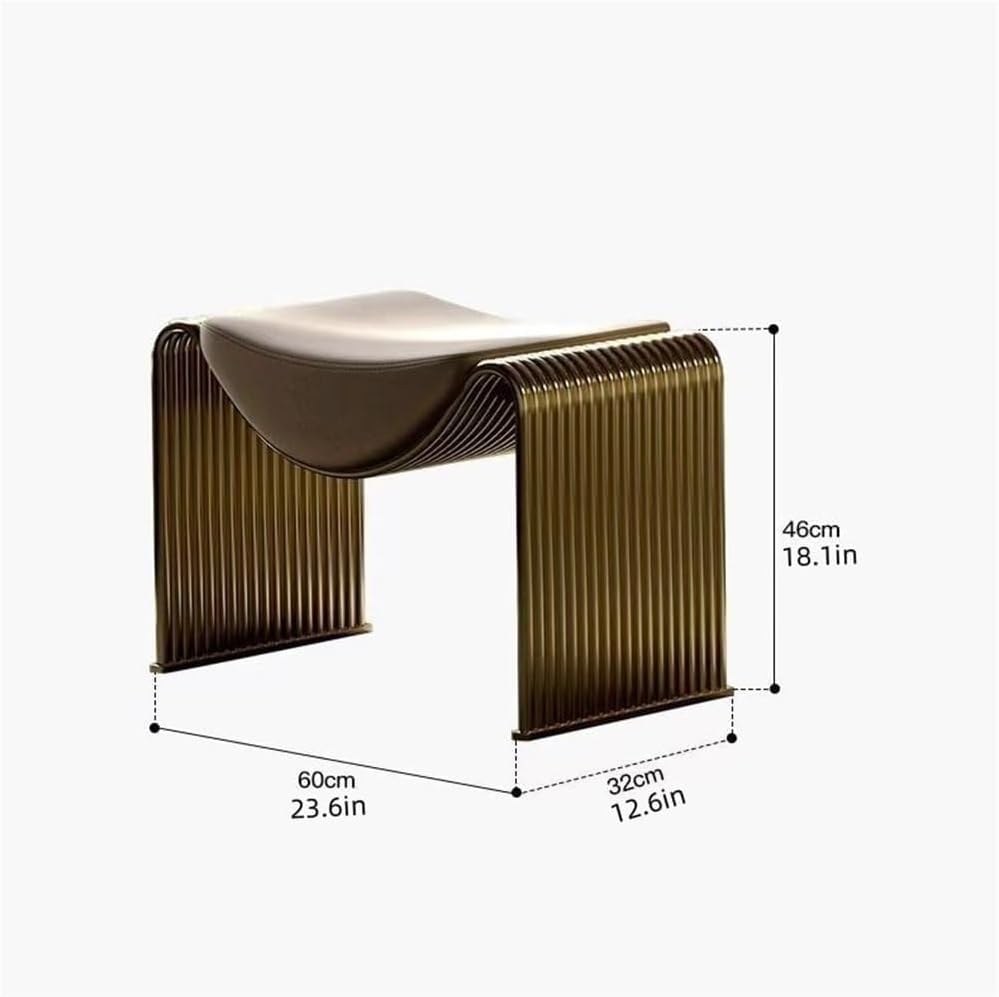 Entryway Stool with Leather Cushion Minimalist Metal-Frame Vanity Bench High-Density Foam Versatile Seat for Living Room Beautiful