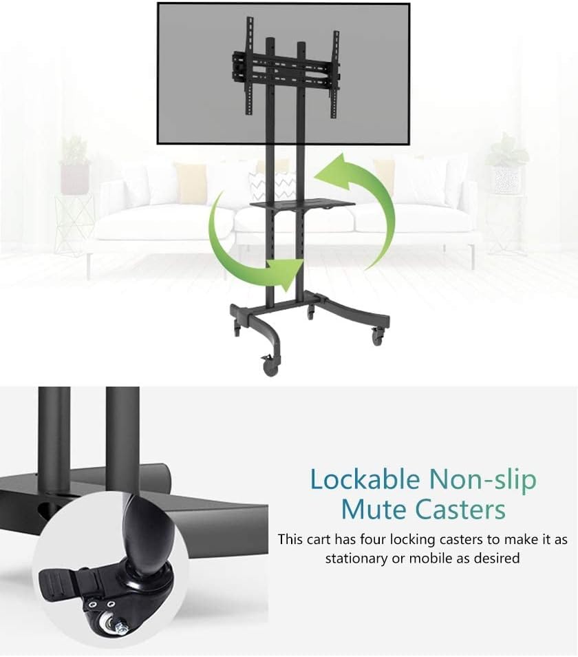 Tv Stands Universal On Wheels for 32-65 Inch Flat Screens, Rolling Mobile Tv Floor Stand with Swivel Height Adjustable Mount Bracket, Black Beautiful Scenery