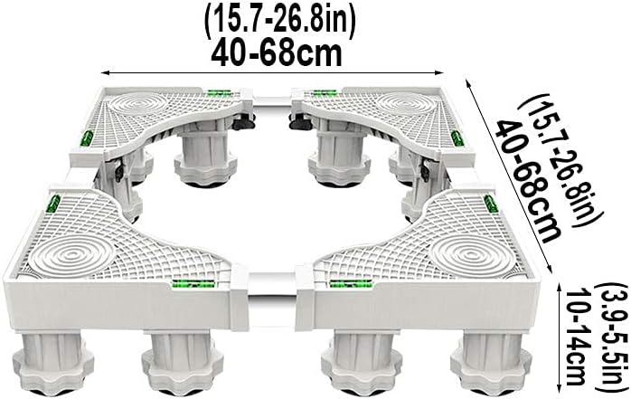 Adjustable Washing Machine Base Washing Machine Stand Universal Anti-Rust Heavy Duty Dryer Base Holder Bracket Length/Width 43-65cm Stand for Fridge, Air Conditioner, Dishwash