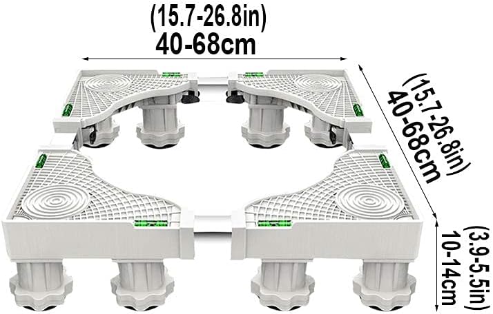 Adjustable Washing Machine Base Washing Machine Stand Universal Anti-Rust Heavy Duty Dryer Base Holder Bracket Length/Width 43-65cm Stand for Fridge, Air Conditioner, Dishwash