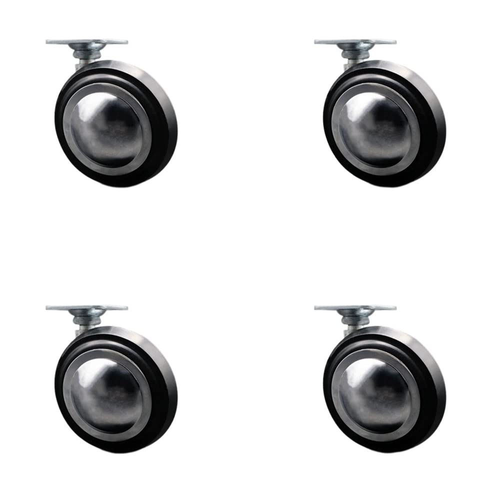 3 INCH Bright Chrome Soft Tread Ball Caster - TOP Plate - SCC, 4PK