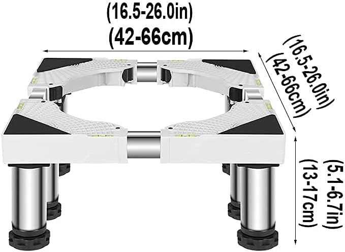 Multi-Functional Adjustable Base with 8/12 Strong Feet Washing Machine Universal High Rack Length/Width 42-66cm Tumble Dryers Base Stand Refrigerator Holder Bracket - 400kg (8