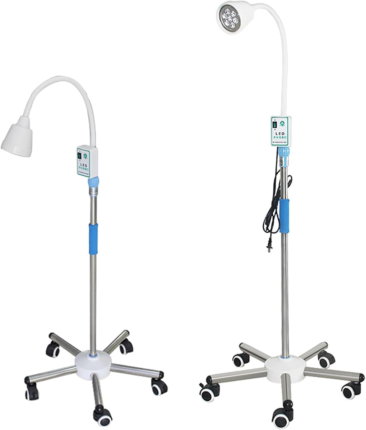 3W*7 Exam Light, Medical Examination Lamp, Mobile Type Floor Standing Surgical Light, 360° Gooseneck Medical Exam Light with Mobile Base & Wheels, for Gynaecology, Outpatient, Stomatology (One Color)