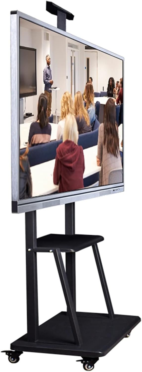 Tall Floor TV Stand for 75 65 55 50 40 Inch TV, Universal Mobile TV Stand with Wheels and Storage, Black Rolling TV Cart Adjustable Height Beautiful Scenery
