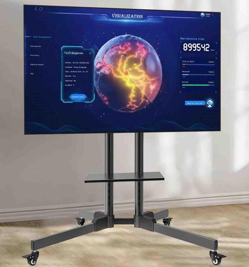 Mobile TV Stand,TV Stand Floor Movable 32-70 Inch Universal Cart Wheels, Height Adjustable,600x400mm,Holds Up to 110lbs