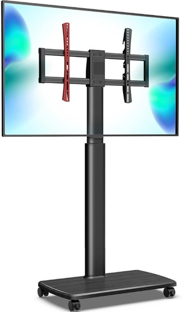 Free Standing Tv Stand Rolling TV Stand for 37 to 75 Inch TVs, Mobile TV Cart On Wheels Adjustable Height and Swivel Function Floor Standing Tv Stand (Without partition 3