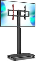 Free Standing Tv Stand Rolling TV Stand for 37 to 75 Inch TVs, Mobile TV Cart On Wheels Adjustable Height and Swivel Function Floor Standing Tv Stand (Without partition 3