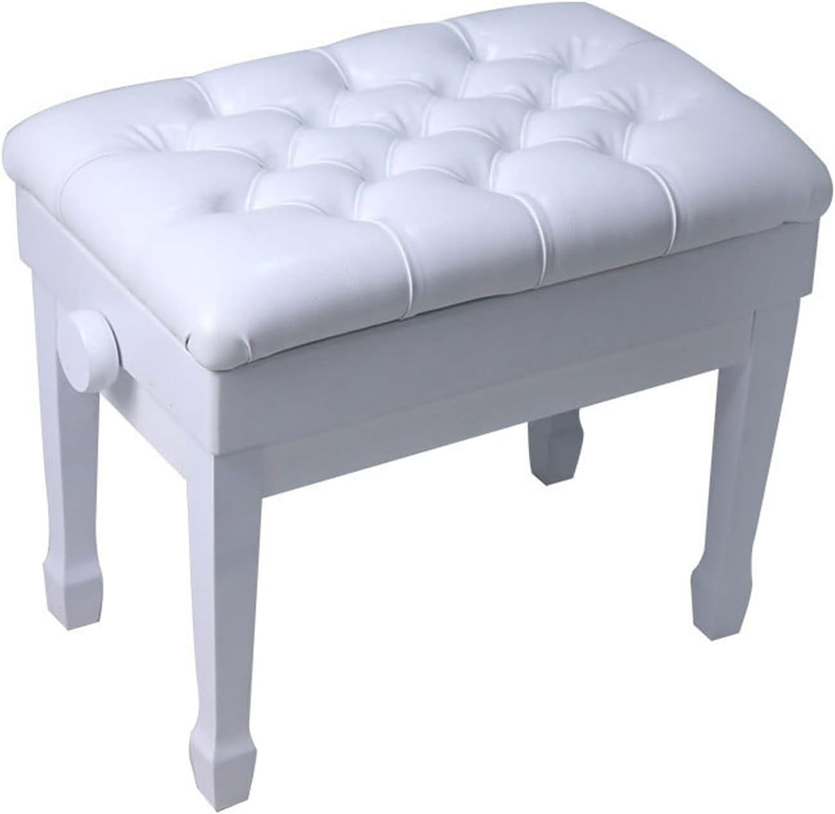 Wooden Piano Bench,Adjustable Height Keyboard Bench,Padded Piano Bench, Vanity Stool,White