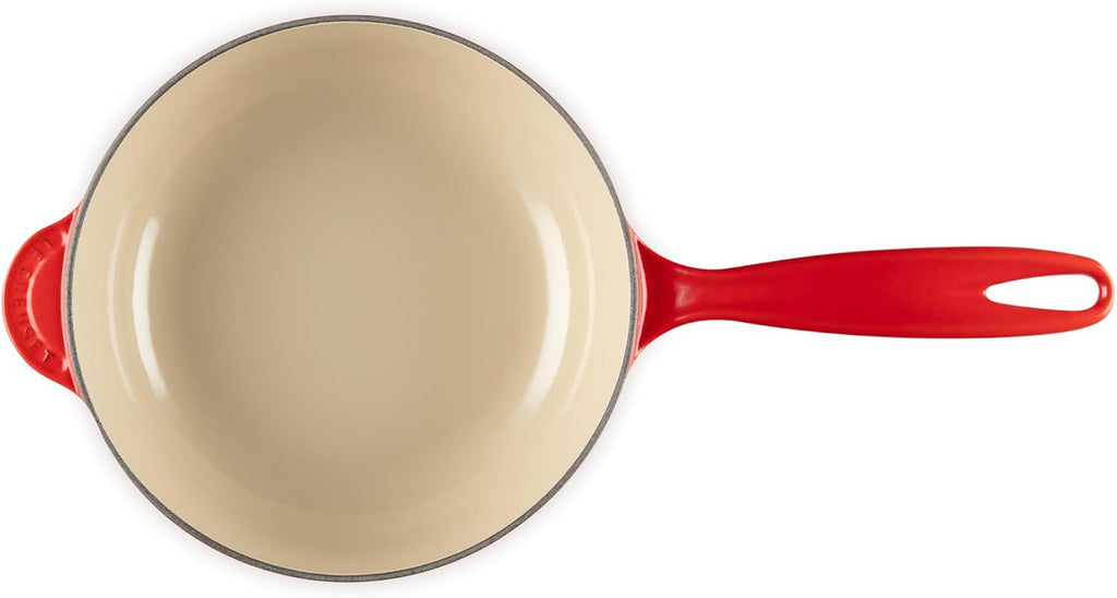 Le Creuset Enameled Cast Iron Holly Collection Saucier, 2.25 qt., Cerise with Gold Knob