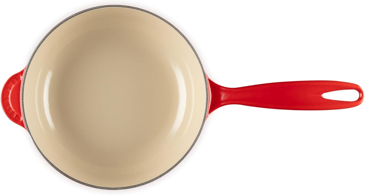 Le Creuset Enameled Cast Iron Holly Collection Saucier, 2.25 qt., Cerise with Gold Knob