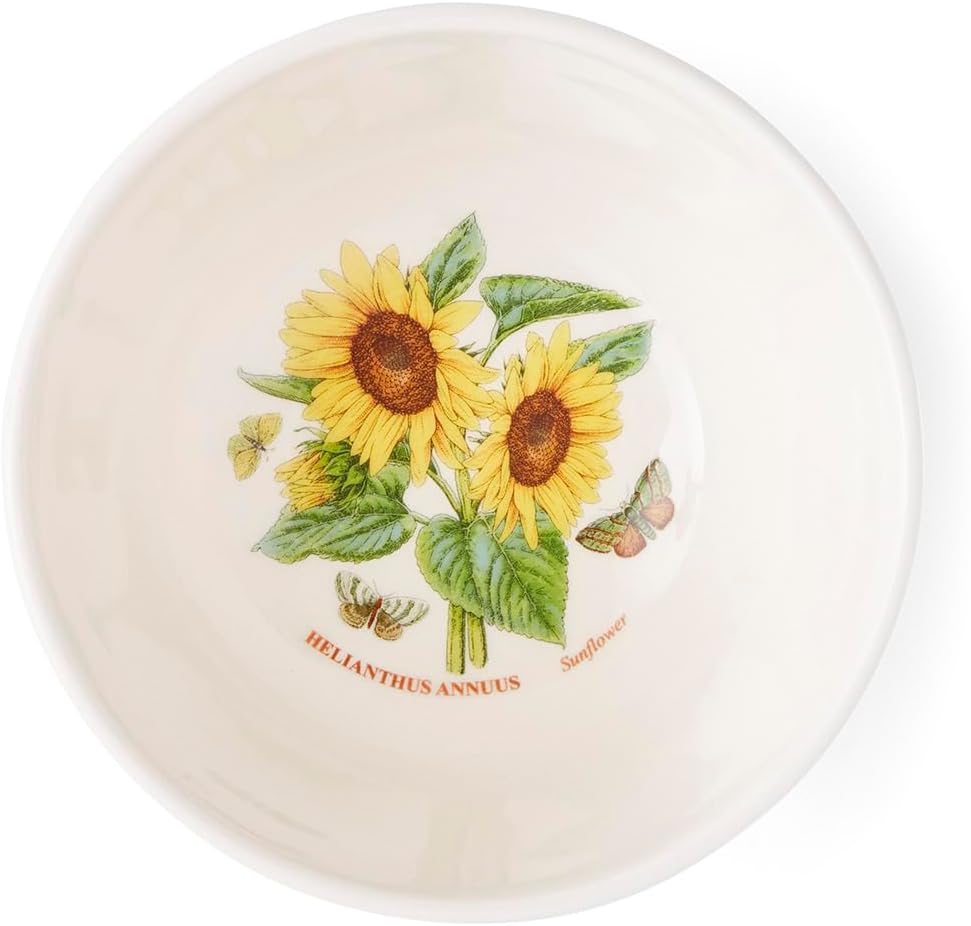 Portmerion Botanic Garden Meadow - 5' Round Stacking Bowl (Set of 6) | Assorted Florals with Colorful Laurel Leaf Border| Earthenware | Microwave & Dishwasher Safe | Home & Restaurant for Daily Use