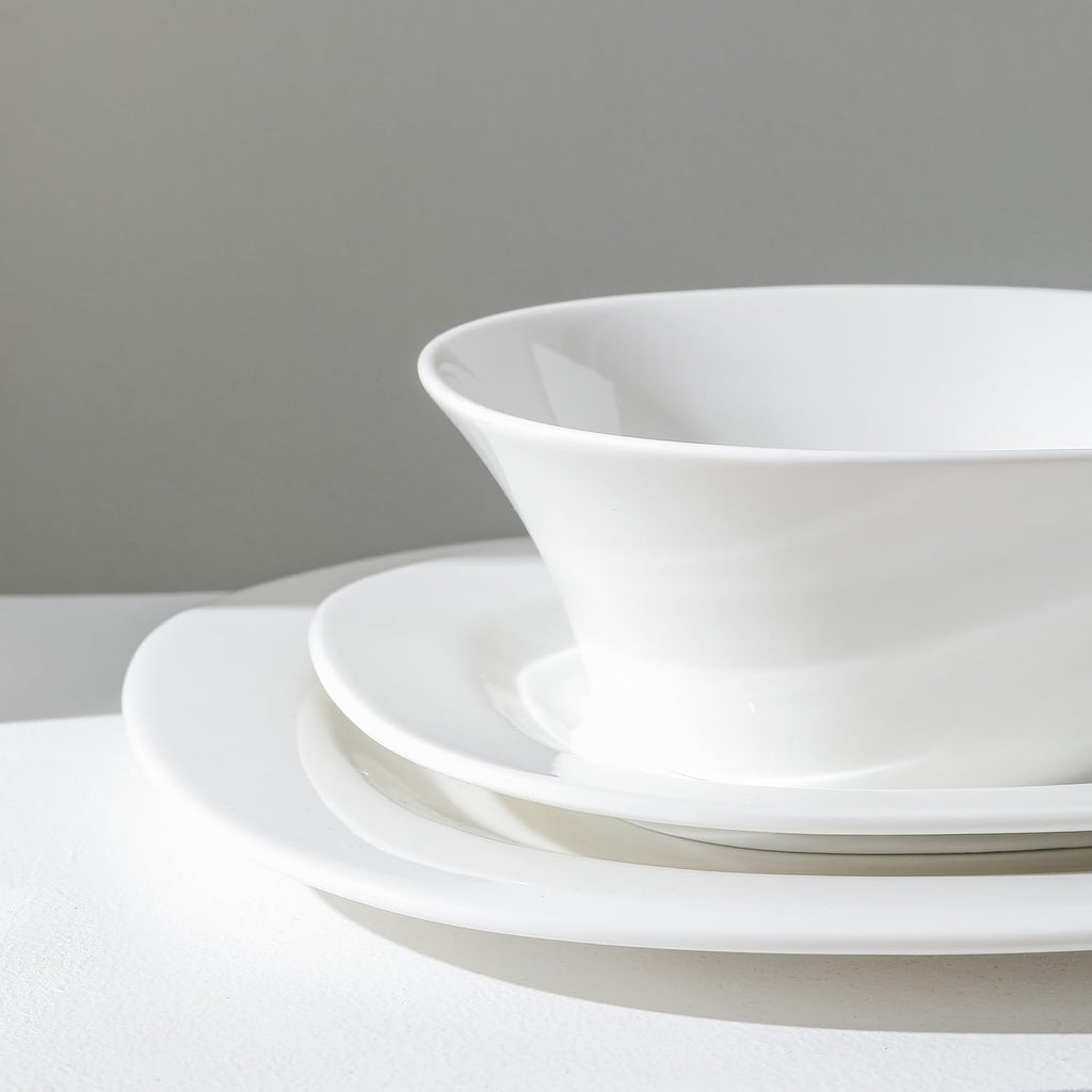 Stone Lain Quadro 24-Piece Dinnerware Set Porcelain, White