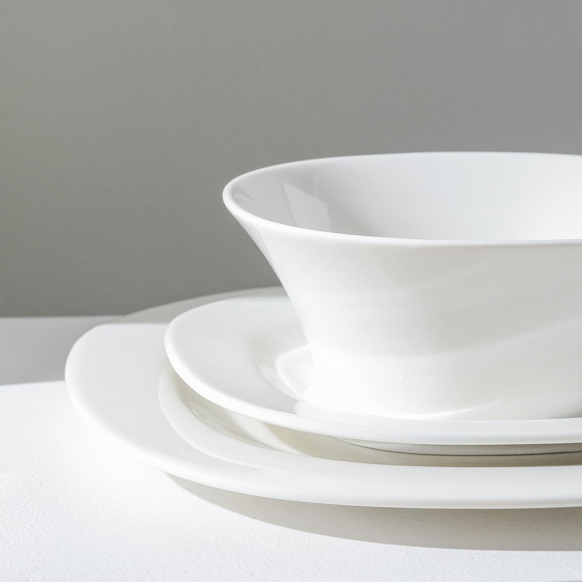 Stone Lain Quadro 24-Piece Dinnerware Set Porcelain, White