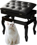 Piano Bench with Storage Piano Accessories Piano Bench Adjustable Height Vanity Stool Duet Piano Bench Black Length 56cm*Width 34cm