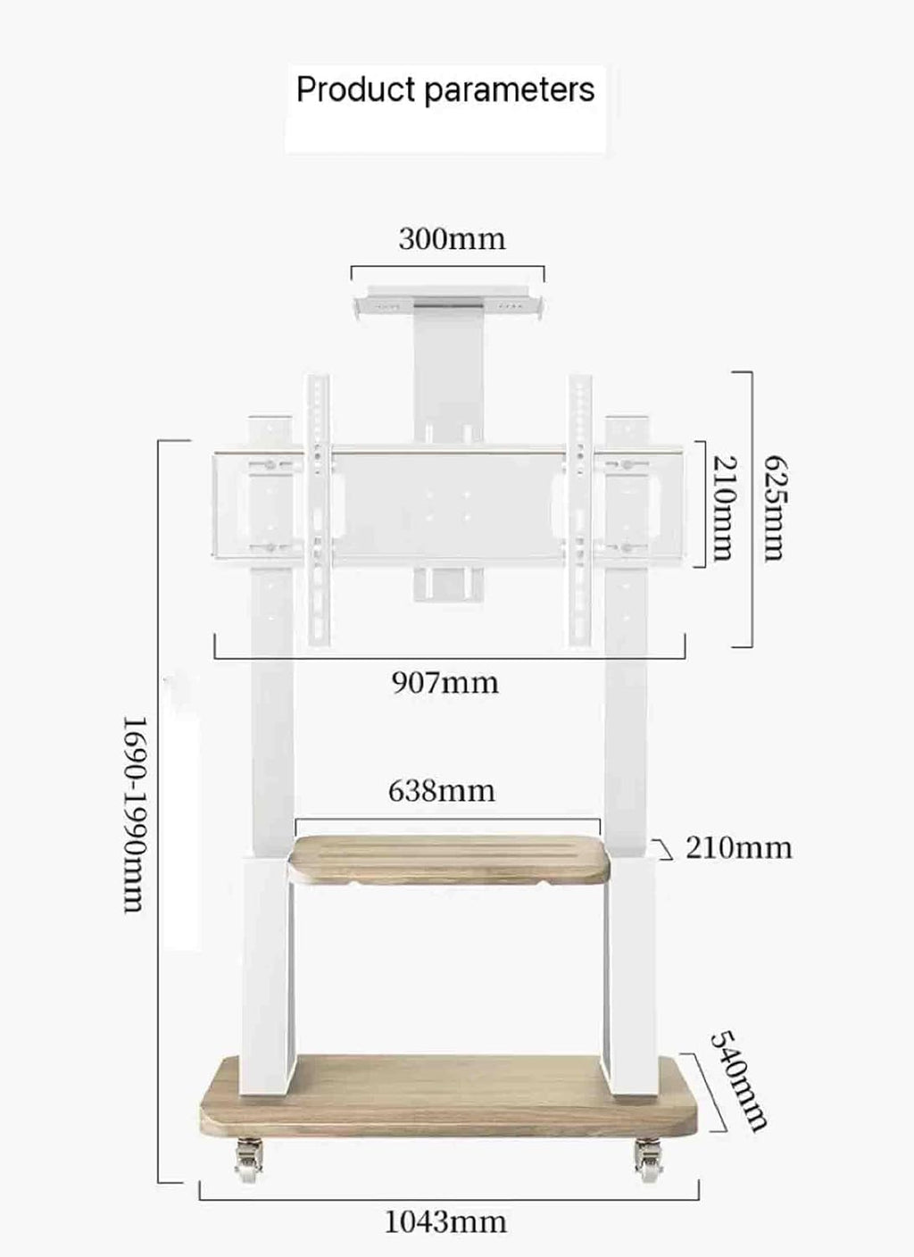 Mobile TV Stand,Rolling TVs Cart On Wheels Height Adjustable Heavy-Duty Floor Stand Base for 32-110 Inch LCD LED Shelf