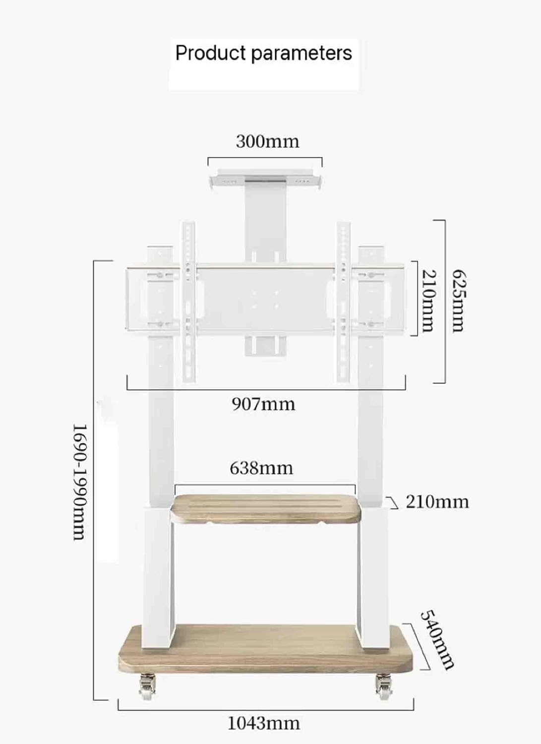 Mobile TV Stand,Rolling TVs Cart On Wheels Height Adjustable Heavy-Duty Floor Stand Base for 32-110 Inch LCD LED Shelf