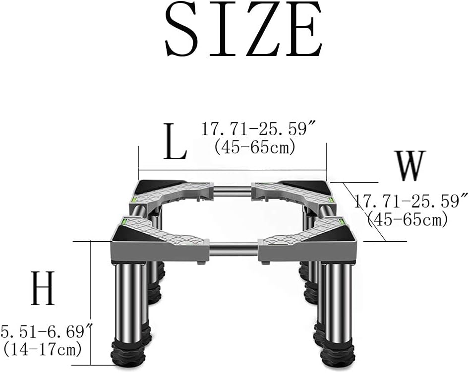 Adjustable Washing Machine Base Stand Height 14-17cm Universal with 4/8/12 Legs Adjustable Fridge Stand Length/Width 45-65cm Dishwasher Base Durable for Vertical Air C (8legs