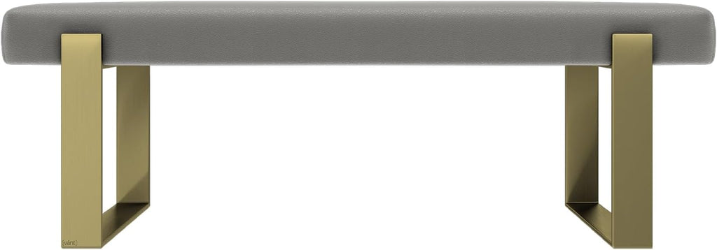 VANT Upholstered Bed Bench - Zigrino Mineral - Burnished Brass - Contemporary Modern, Bedroom Bench Seat, Hallway, or Entryway