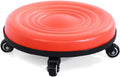 Heavy-Duty Low Roller Stool with 360° Swivel Wheels, Ottoman Footstool, Low-Height Short Rolling Stool Seat, PU Leather Small Mechanic Chair, Rolling Stools for Garage, Shop, Library Orange