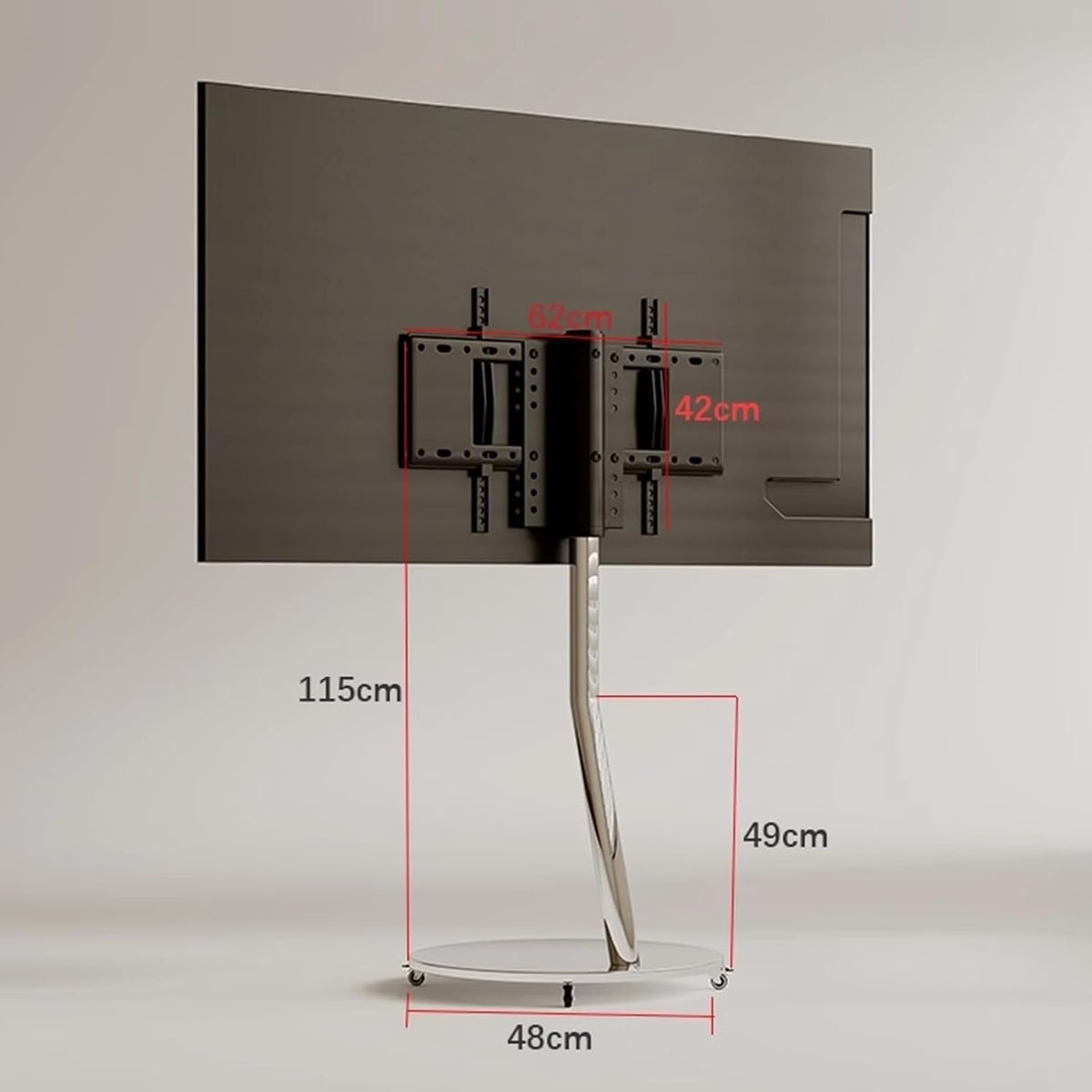 Mobile TV Cart On Wheels - Universal Stainless Steel, Portable Floor TVs Stand Holds, for 40-70 Inch LED Flat Screen, Up to 45kg