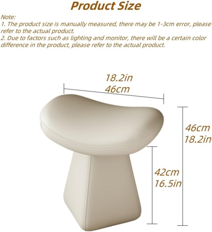 Leather Vanity Stool Chair, Creative Vanity Bench, Modern Swivel Stool for Dressing Table, for Daily Routines and Easy Shoe Changing(Black)