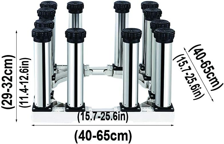Adjustable Washing Machine Base Tumble Dryer Washing Machine Raiser Stand Universal Fridge Stand Adjustable Width/Length 40-65cm Heightening Stainless Steel Shelf Height 29-32