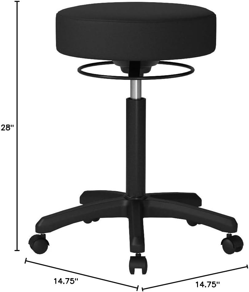 Perch Life Height Adjustable Stool | Medium Bench Height 20.5-28' | Black Vinyl