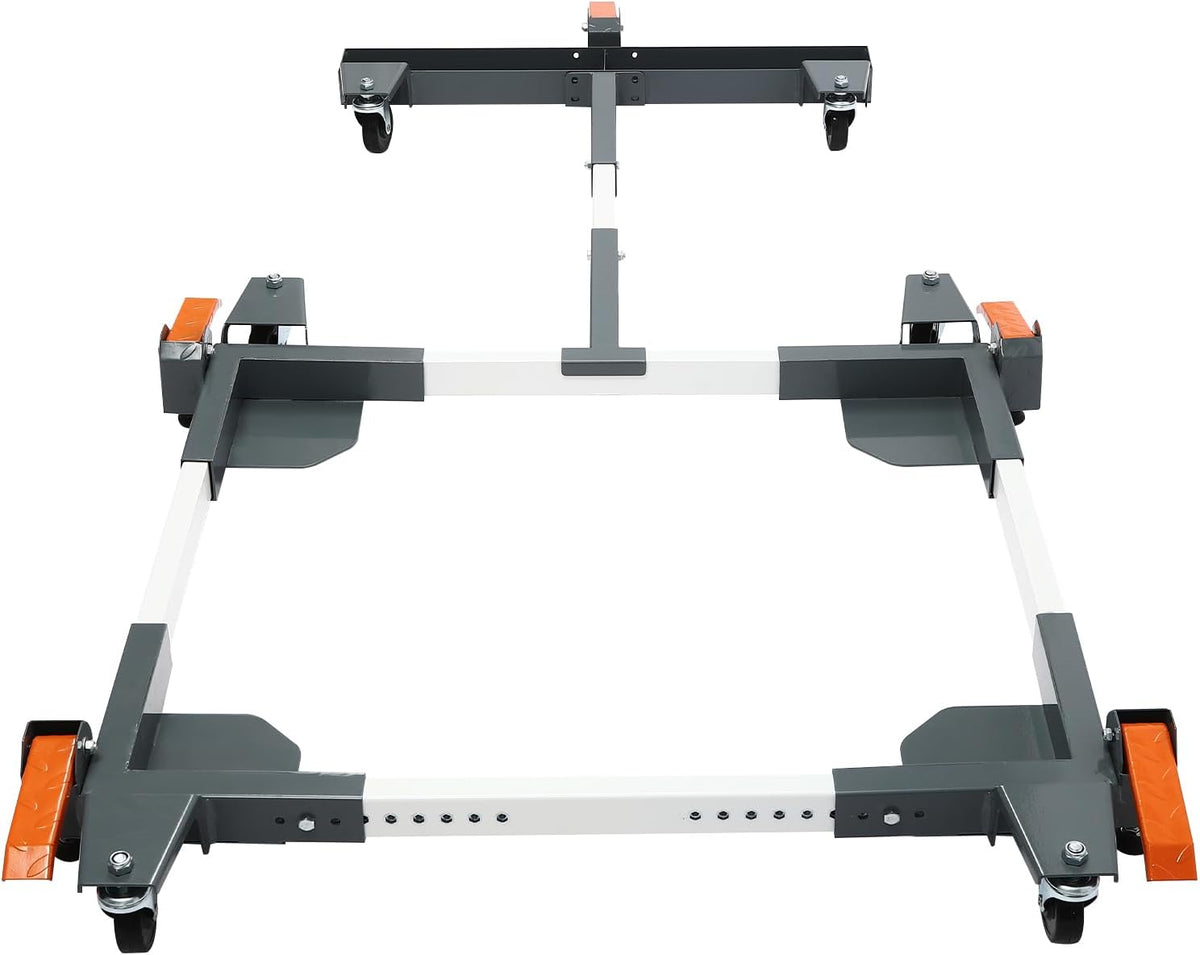 Heavy Duty Mobile Base, 600 lbs Industrial Adjustable Equipment Dolly, Universal Steel Mobile Base with Locking Casters for Factory/Home Use, 23-76 Inch Length Adjustment