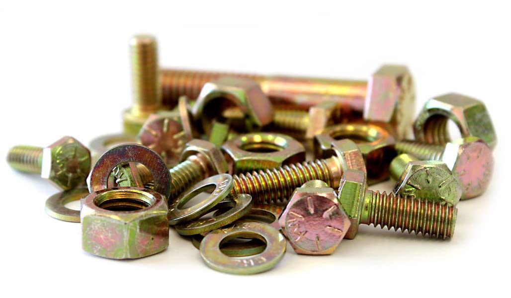 1035 Piece Grade 8 Fine Thread Nut Bolt and Washer Assortment with 30 Stackable Plastic Bins