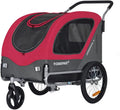 Doggyhut Original Large Pet Bike Trailer & Stroller 2-in-1,for Dogs up to 78 lbs,Parking Brakes,Easy Folding Cart Frame, Quick Release Wheel, Universal Bicycle Coupler (Red)