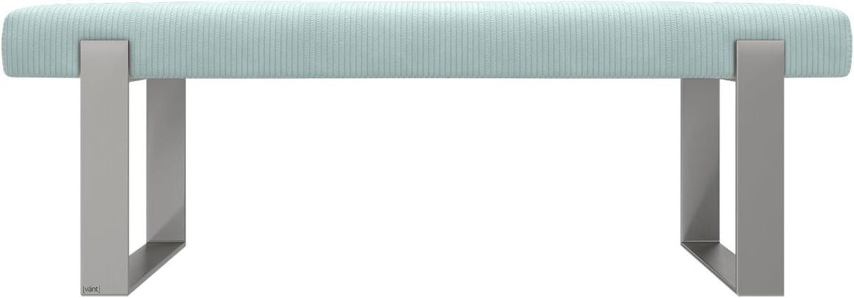 VANT Upholstered Bed Bench - Ribbed Iceland Blue - Brushed Nickel - Contemporary Modern, Bedroom Bench Seat, Hallway, or Entryway