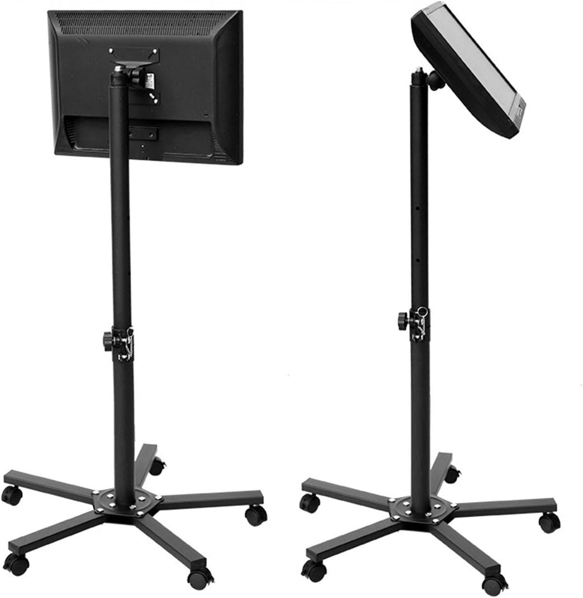 Mobile Stand - Full Motion 360 Deg Rotation Tilt Swivel Tv Mount, Mobile Tv Cart for 14-27 Inch Screen, Height Adjustable Rolling Tv Stand with Angle Adjustment, Max Vesa 100X