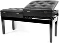 Piano Stool Double Piano Stool with Storage Adjustable Height Keyboard Bench Vanity Stool Pu Leather Adjustable 55-65cm (Black)
