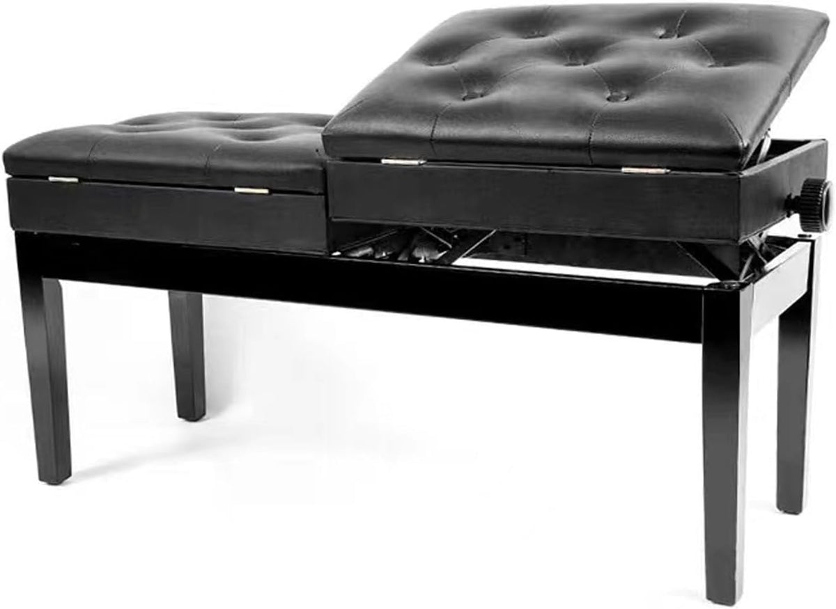 Piano Stool Double Piano Stool with Storage Adjustable Height Keyboard Bench Vanity Stool Pu Leather Adjustable 55-65cm (Black)