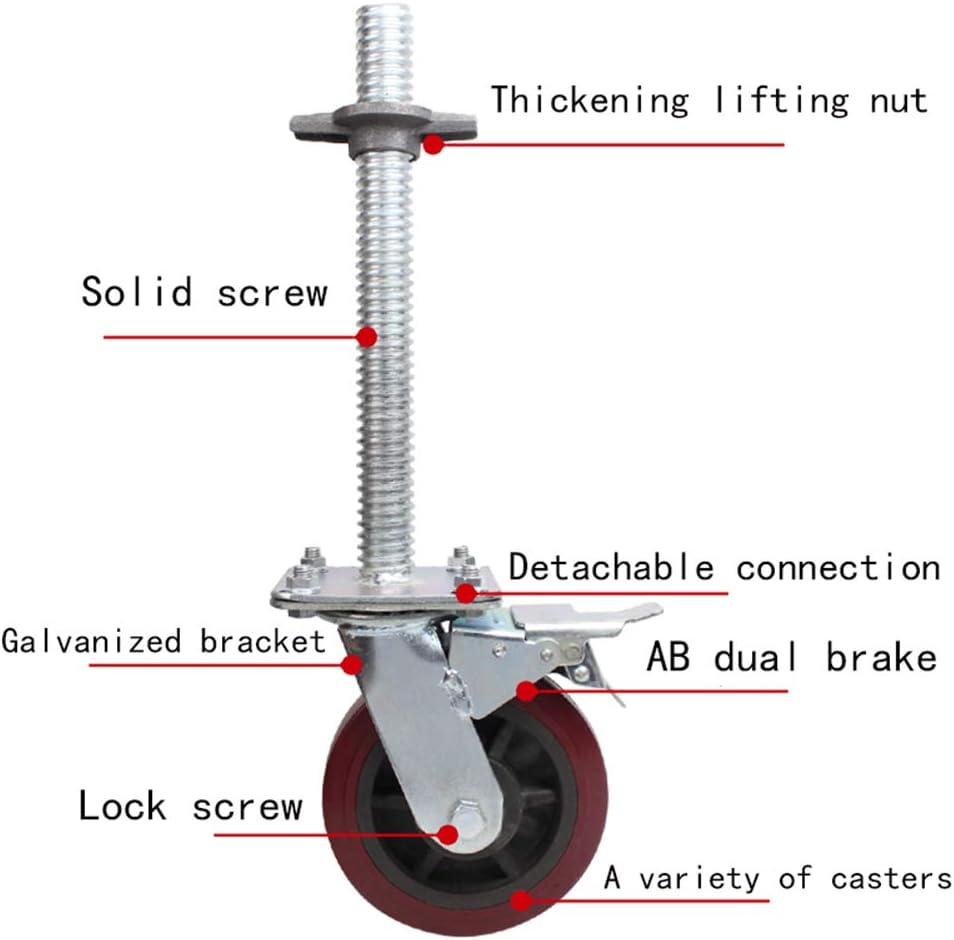 Casters Mobile Scaffolding Wheel Steering Wheel Movable Shelf Screw 6 Inch Pulley Base Base Universal Wheel with Brakes(Nylon Wheels)