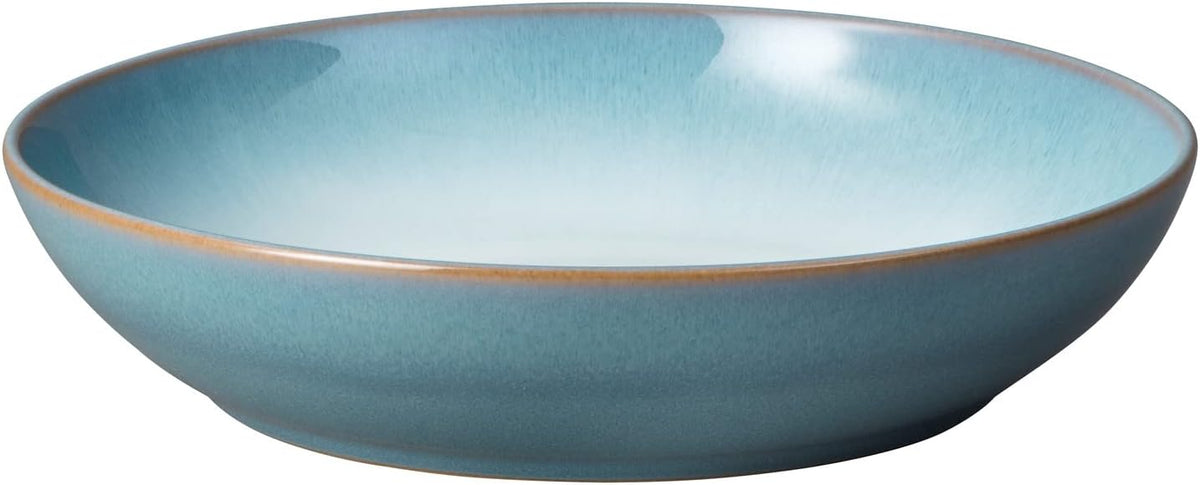 Denby - Azure Haze Blue Pasta Bowls Set of 4-1050ml Large Stoneware Ceramic Bowls For Pasta Dishes - Dishwasher Safe, Microwave, Freezer Safe - Blue, White Reactive Gradient Glaze - Chip Resistant