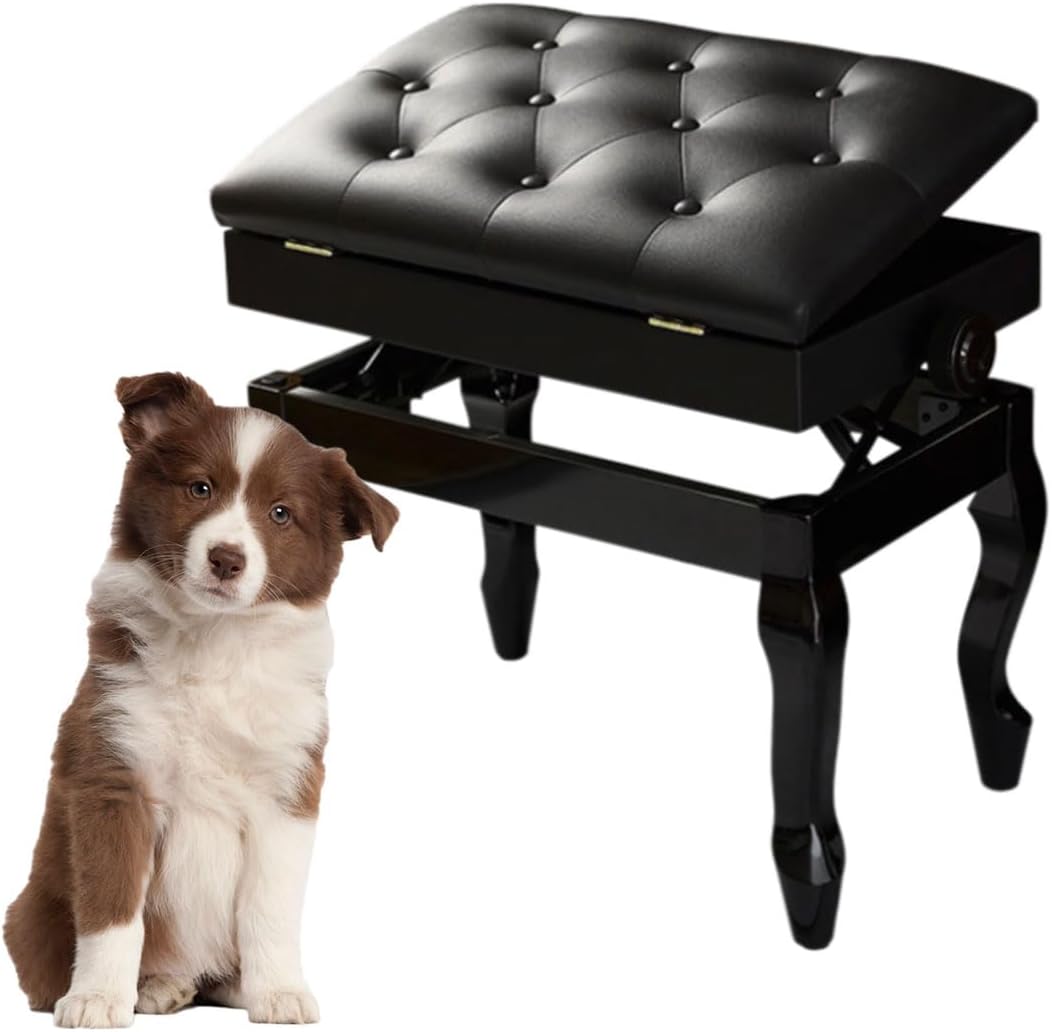 Piano Bench Piano Bench with Storage Piano Accessories Piano Bench Adjustable Height Vanity Stool Piano Bench Black Length 56cm*Width 34cm