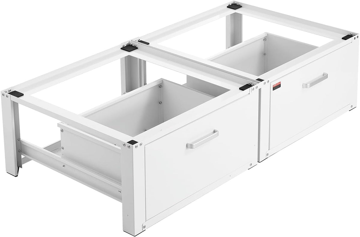 VEVOR Laundry Pedestal, 14 in Height, Washer and Dryer Pedestals with Drawer, 700 lbs Weight Load Capacity, Non-Slip Feet, Heavy-duty Steel Washing Machine Stand Universal Fit, White, 2 Pack