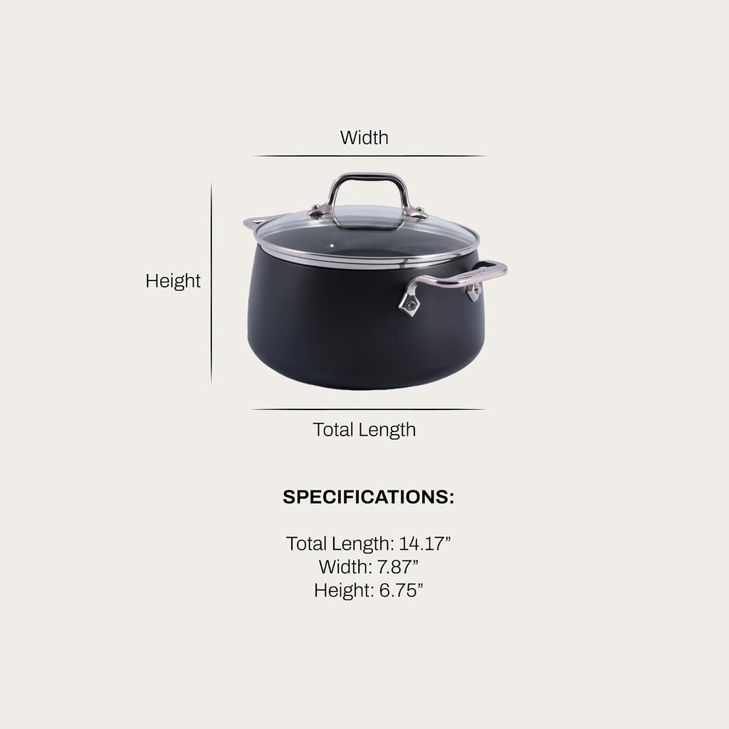 All-Clad HA1 Expert Hard Anodized Nonstick Stock Pot with Lid (4 Qt) For Pasta, Soup, Dishwasher-Safe, Oven-Safe Up to 500°F Compatible with All Stovetops (Gas, Electric & Induction) - Black