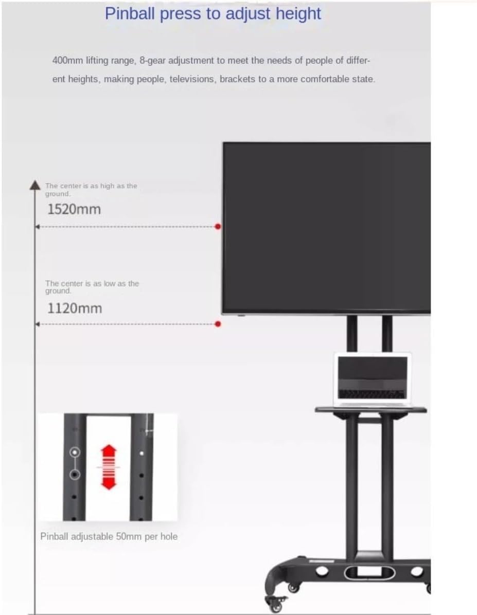 Free Standing Tv Stand Rolling TV Cart for 32-75 Inch Screens Holds Up to 100 Lbs, Height Adjustable Mobile TV Stand with Lockable Wheels Floor Standing Tv Stand