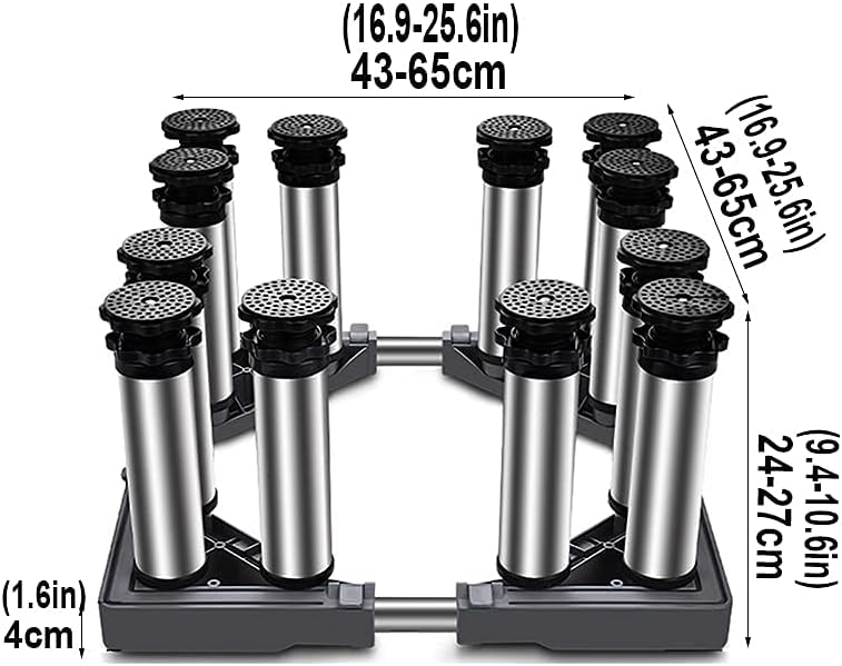 Adjustable Washing Machine Base Shockproof Base Stand Universal Base Fridge Stand Washing Machine Holder Stent Appliance Rollers Floor Trays 4/8/12 Feet for Cabinet Vertical A
