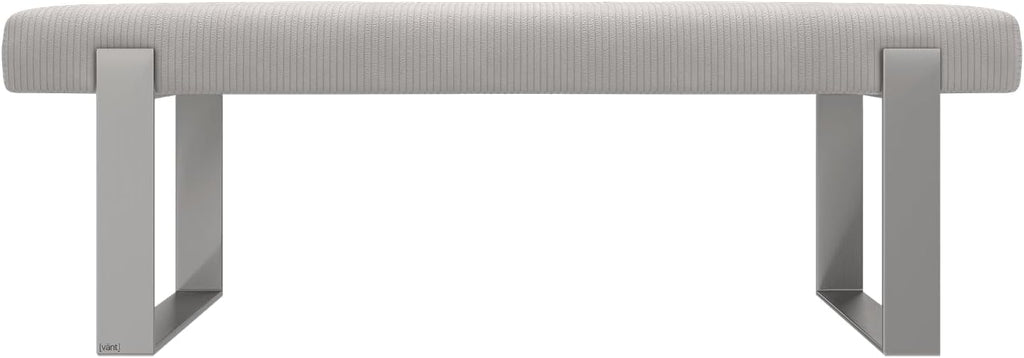 VANT Upholstered Bed Bench - Ribbed Stone - Brushed Nickel - Contemporary Modern, Bedroom Bench Seat, Hallway, or Entryway