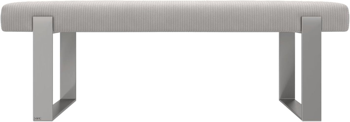 VANT Upholstered Bed Bench - Ribbed Stone - Brushed Nickel - Contemporary Modern, Bedroom Bench Seat, Hallway, or Entryway