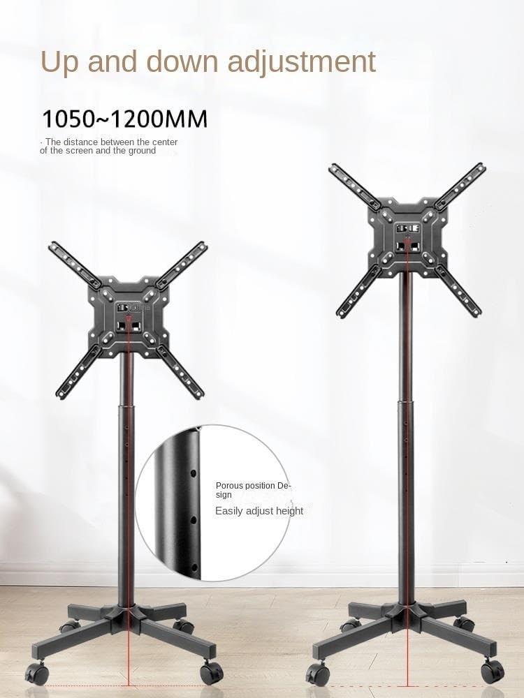 Free Standing Tv Stand Universal TV Stand On Wheels for 17 to 50 Inch Monitor Adjustable Height Floor Display Stand Floor Standing Tv Stand