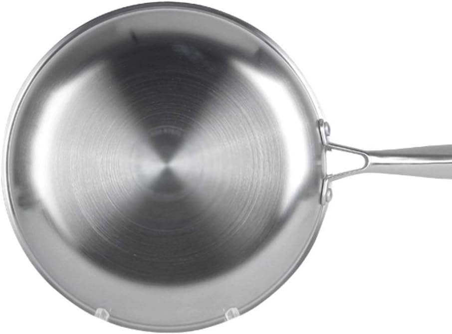 304 Stainless Steel Three Layer Steel Wok Noodle Pan Cooker Universal Flat Bottom Steak Frying Pan Uncoated(