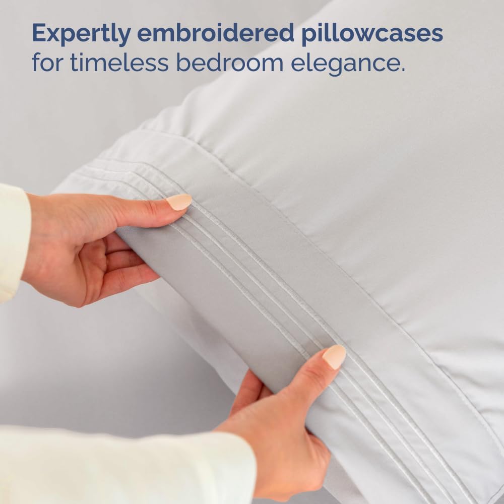 Bulk Case Pack of 12 Sheet Sets - (12) Complete Queen Size Sheet Sets with Deep Pockets - Wholesale Bulk Bedding for Hotels, Spas & Airbnbs - Breathable, Cooling & Wrinkle Free - (Queen, French Grey)