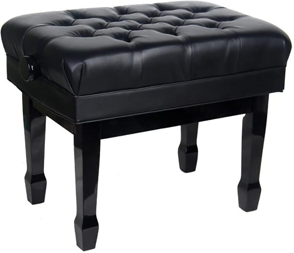 Deluxe Leather Piano Bench, Adjustable Height Piano Stool with Large Storage Box, Keyboard Bench Vanity Stool, 65 x 45 x 45-55CM, Black