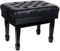 Deluxe Leather Piano Bench, Adjustable Height Piano Stool with Large Storage Box, Keyboard Bench Vanity Stool, 65 x 45 x 45-55CM, Black